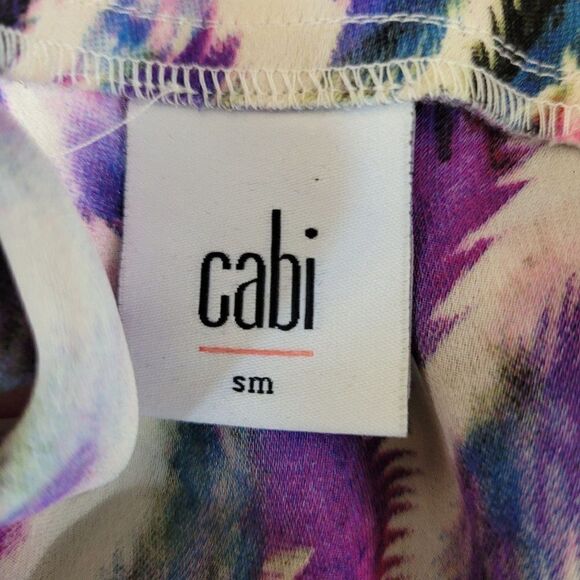 Y2K Cabi Plume Blouse S Multicolor Rainbow Feather Ikat Sheer Top T-shirt Phoebe - Picture 11 of 14